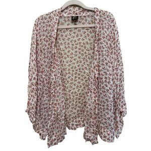 Blu Moon Dainty Floral Chiffon Kimono Top Womens XS Open Front Boho Cottage